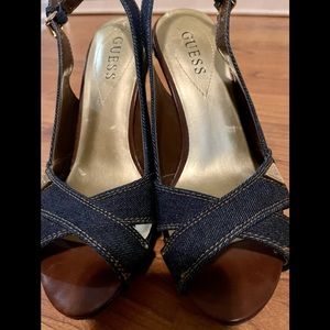 GUESS DENIM SUMMER WEDGES 8 1/2